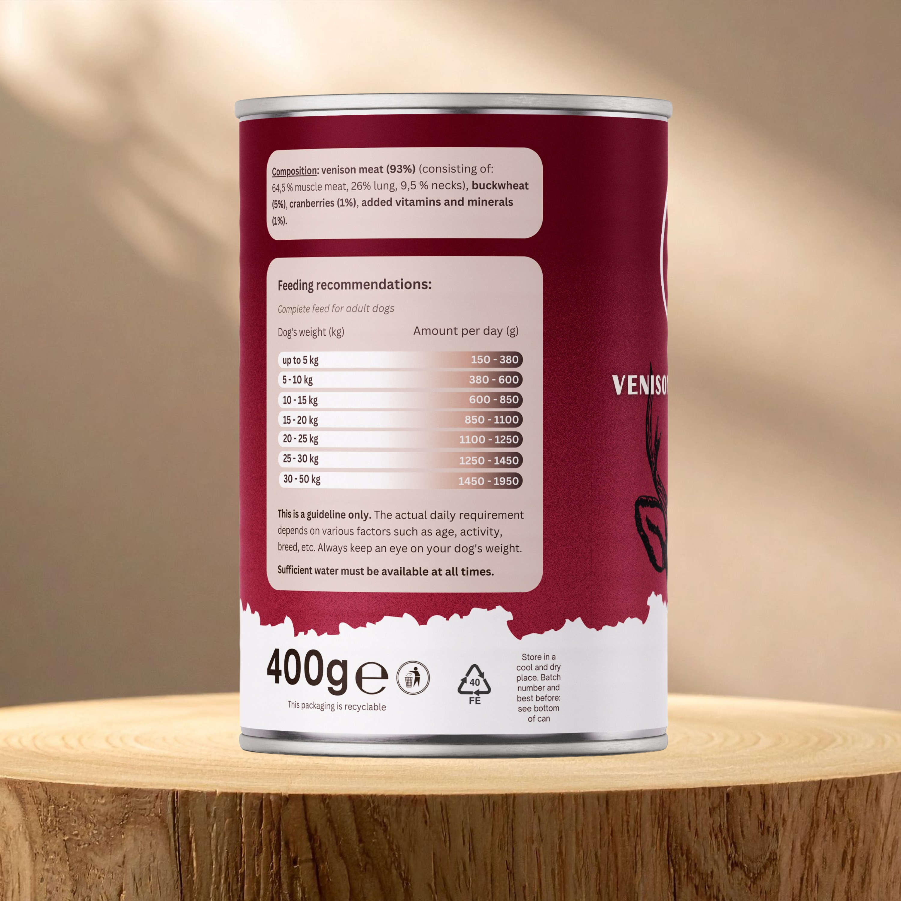 Venison & Buckwheat Tinned Dog Food